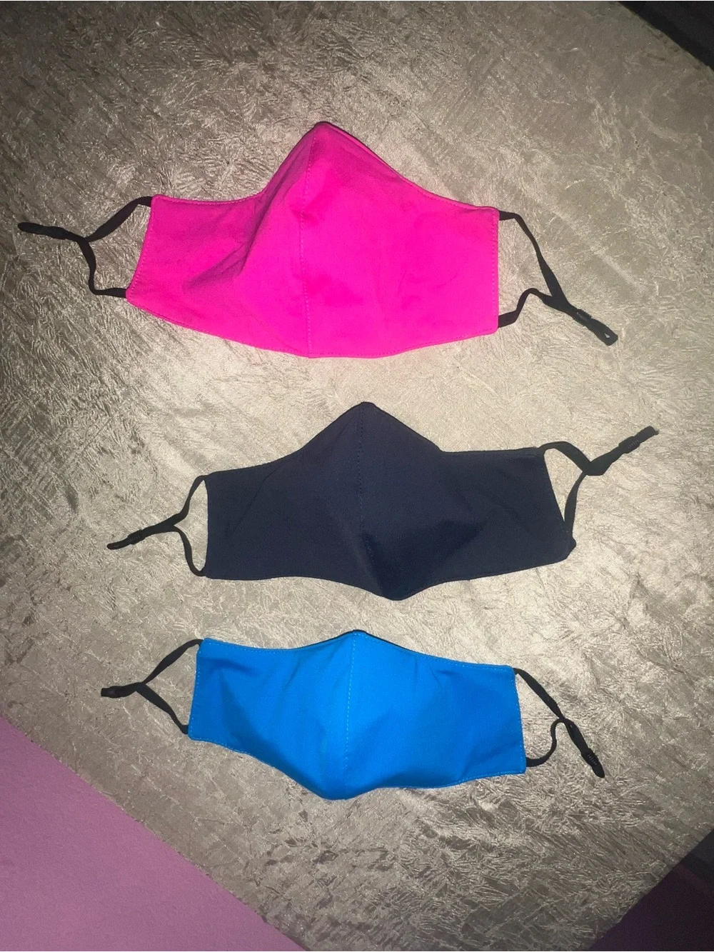 3 Pack Reusable Face Masks Pink Black Blue Adjustable Washable